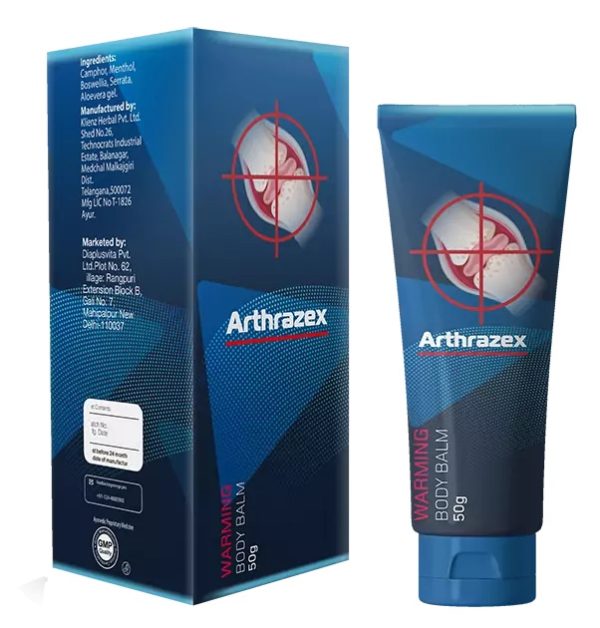 Arthrazex Balm Ingredients Camphor   - A potent compound with analgesic properties, camphor relieves pain and swelling in the joints. Menthol - Provides a cooling sensation that soothes the affected areas and offers immediate relief from joint discomfort. Boswellia Serrata    - Known for its strong anti-inflammatory properties, Boswellia Serrata assists in reducing joint inflammation and improving mobility. Aloe Vera Gel Base