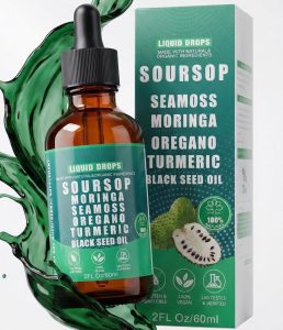 Soursop (Graviola)10-in-1 Drops Superblend, Irish Sea Moss, Moringa,Oregano Oil,Turmeric Extract And Turmeric Extract Drops