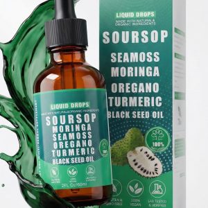 Soursop (Graviola)10-in-1 Drops Superblend, Irish Sea Moss, Moringa,Oregano Oil,Turmeric Extract And Turmeric Extract Drops